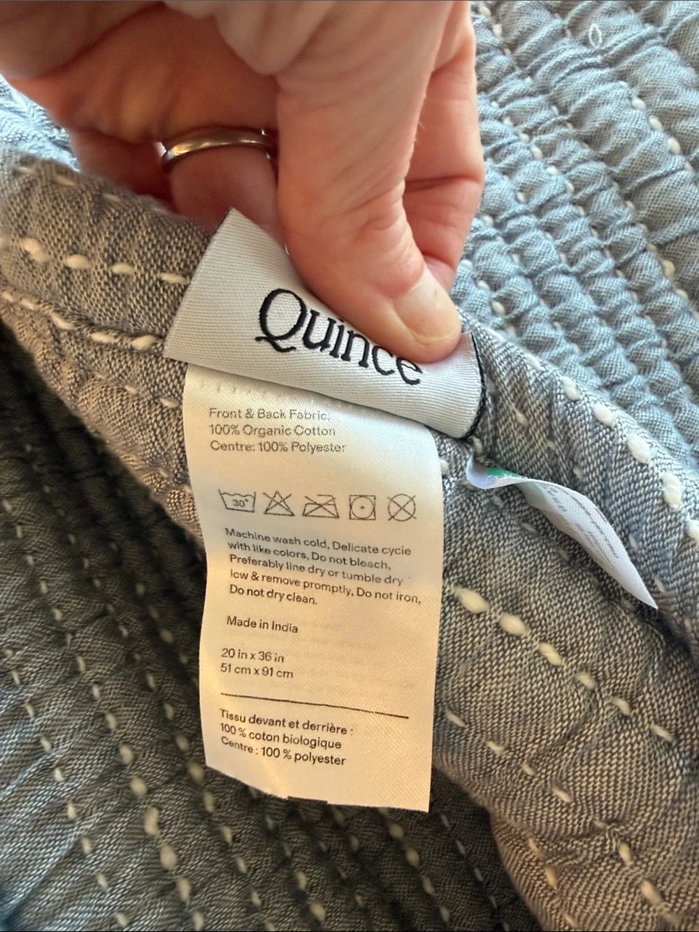 NWT Quince Organic Cotton Channel Stitch Coverlet Set – Blue??? – King/Cal King